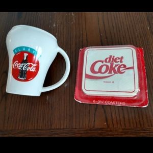 Vtg Coke ceramic Mug & new Vtg coasters